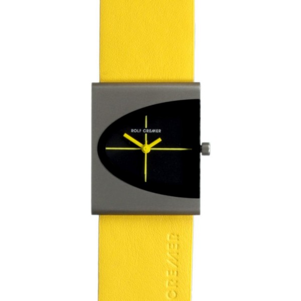 Rolf Cremer Uhr - ARCH - Titan - schwarz - Leder gelb / 505309