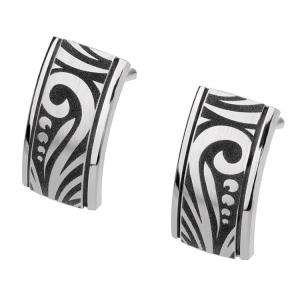 Ernstes Design Ohrstecker - Edelstahl - lang - schwarz graviert / E500