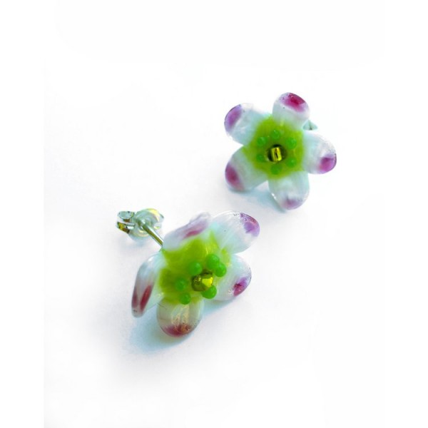 Magdalena Paukert Ohrstecker - Unikat Glas - Apfelblüte / Apfelblüten Ohrstecker