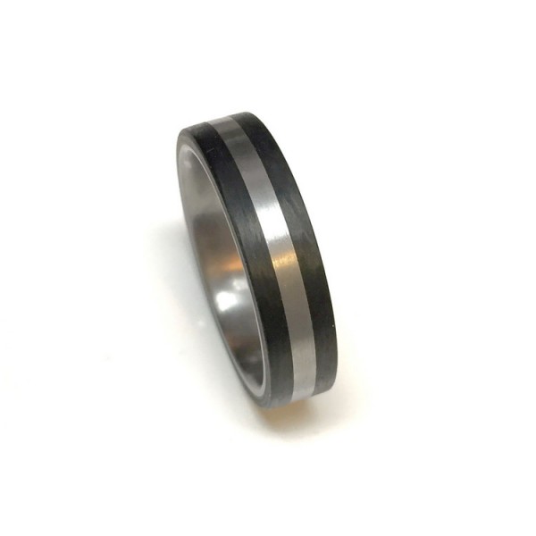 MeilenStein Ring - Edelstahl Carbon - schwarz/silberfarben / 3525-66