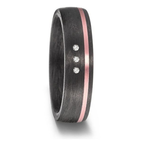 Titanfactory Ring 54 - Carbon Gold - Brillanten - schwarz rosé / 59352-003-003-N556