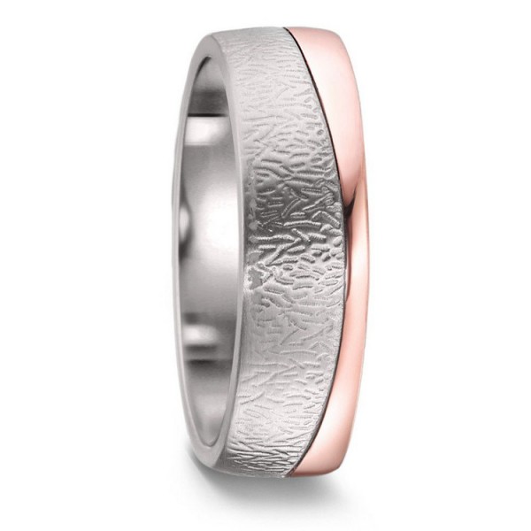 Titanfactory Ring 53 - Titan/Gold - struckturiert - grau/rosé / 52600-001-000-7203