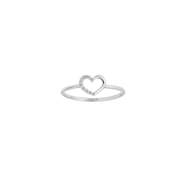 StarDiamant Ring 54 - Weißgold - Herz - Brillanten 0,035ct / D6445W