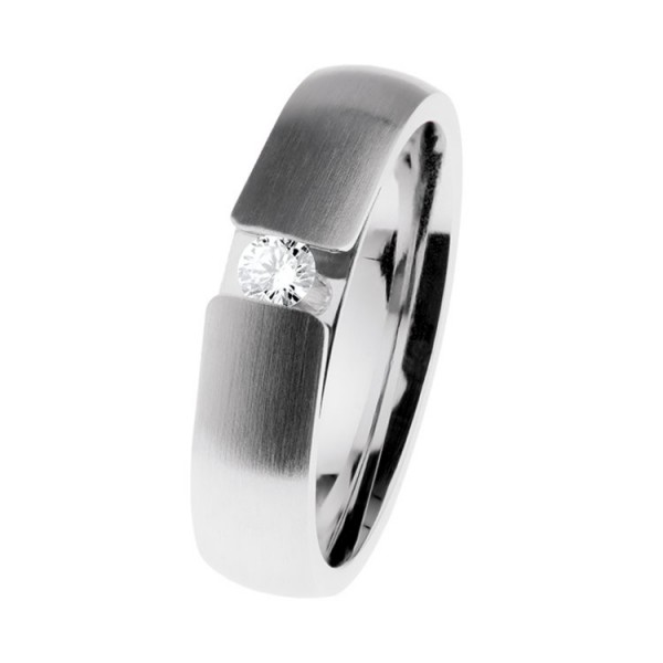 Ernstes Design Ring 56 - Edelstahl - Brillant 0,10 ct / R516.56