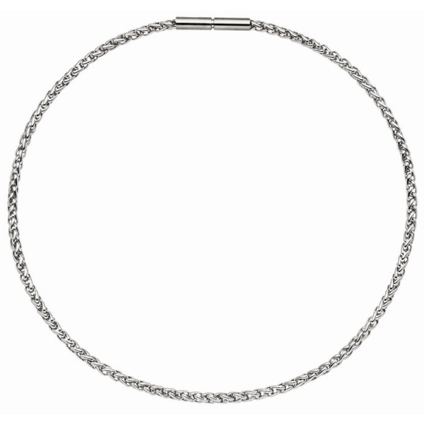 Ernstes Design Halskette 45cm - Edelstahl - Zopfmuster - silber / AK9.45