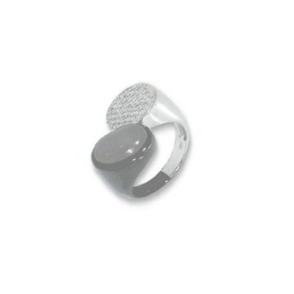 Basics Silver Ring 58 - Sterlingsilber Zirkonia Katzenauge / 745781058