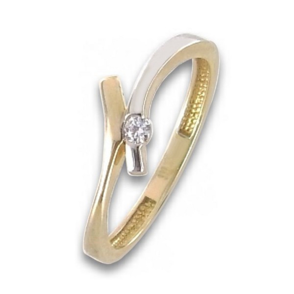 Juwelier Wittig Ring 53 - Gold 333 - bicolor weißer Stein / 674627053