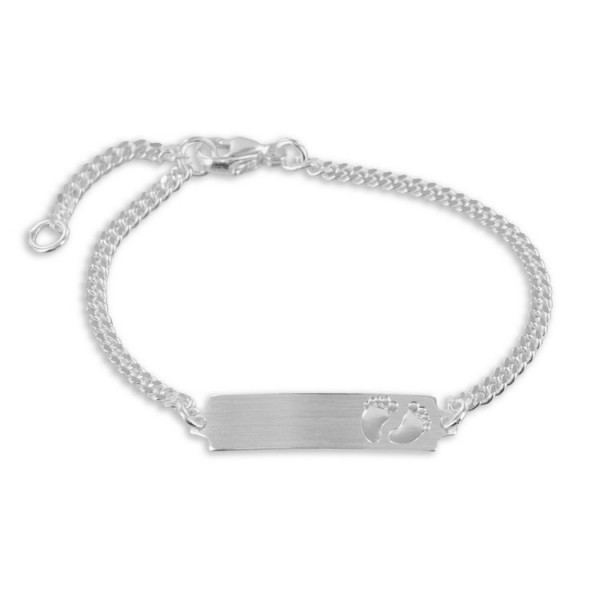 Basics Silver Armkette - Silber - Gravurplatte Babyfüße / 8691