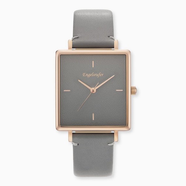 Engelsrufer Uhr - Colour - Lederband roségoldfarben/grau / ERWA-COLOUR-LGY2-QR