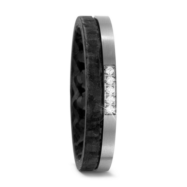 Titanfactory Ring 54 - Carbon Titan - Brillant - schwarz silber / 52519-001-005-N200