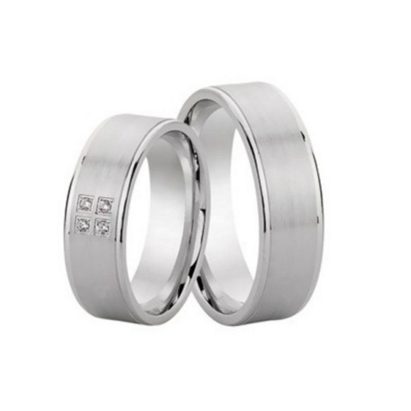 Schwarz Partnerringe - Sterlingsilber Zirkonia - silber / 925-065