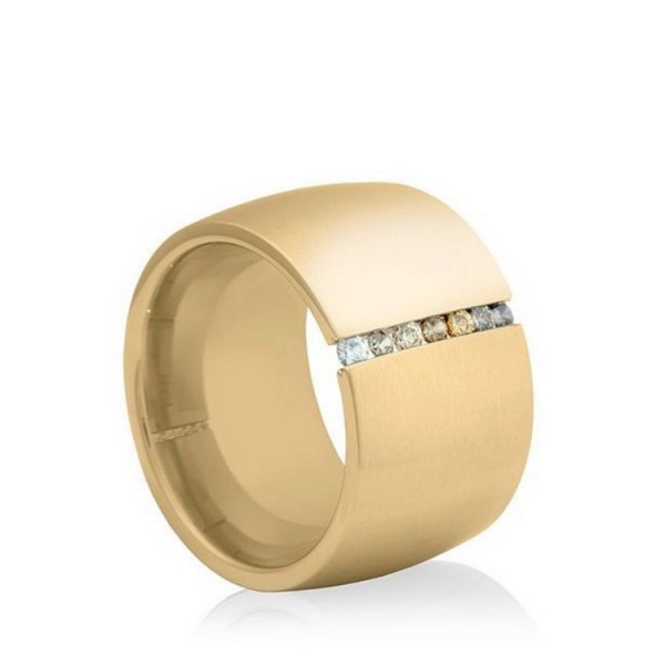 Kadó Ring 56 - golden - Edelstahl Zirkonia - breit / 350-14-10-G V.Brown