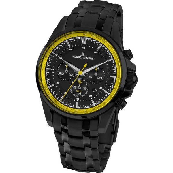 Jacques Lemans Chronograph - Liverpool 1-1799W - Stahl schwarz / 1-1799W