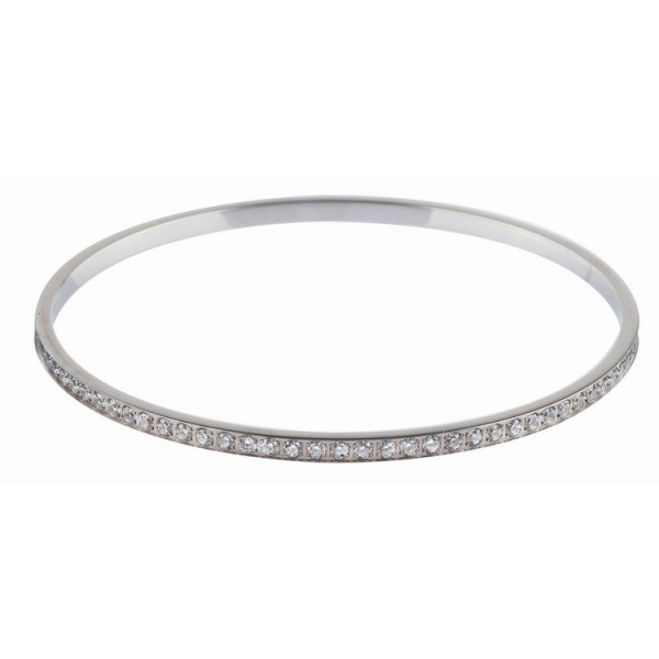 Ernstes Design Armreif - Edelstahl Zirkonia - Schlupfreif - groß / A157.3.WH.GR