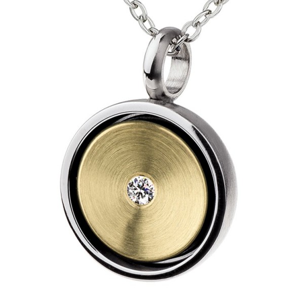 Ernstes Design Anhänger - Edelstahl - Gold 585 - Brillant 0,02ct / AN850