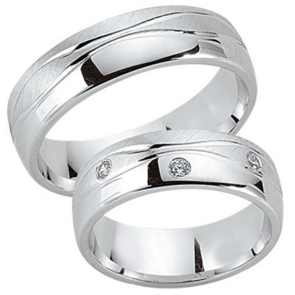 Schwarz Partnerringe - Sterlingsilber Zirkonia - silber / 925-104