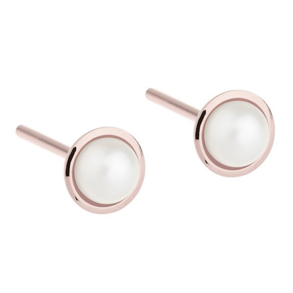Ernstes Design Ohrstecker - Edelstahl rosé - Süßwasserperle / E478