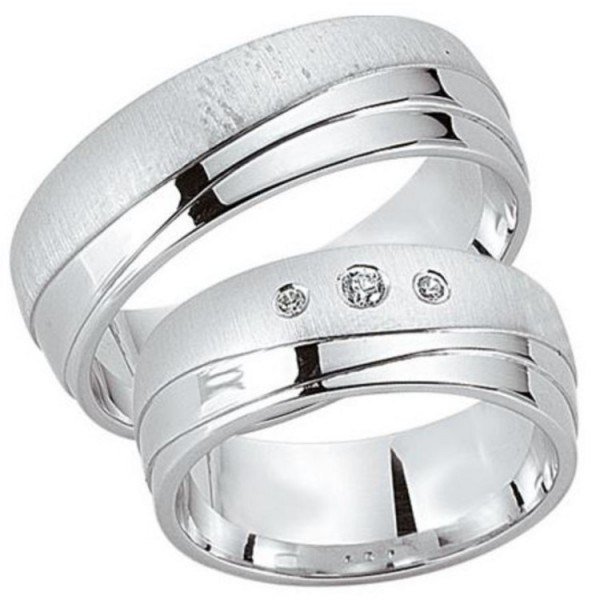 Schwarz Partnerringe - Sterlingsilber Zirkonia - silber / 925-108