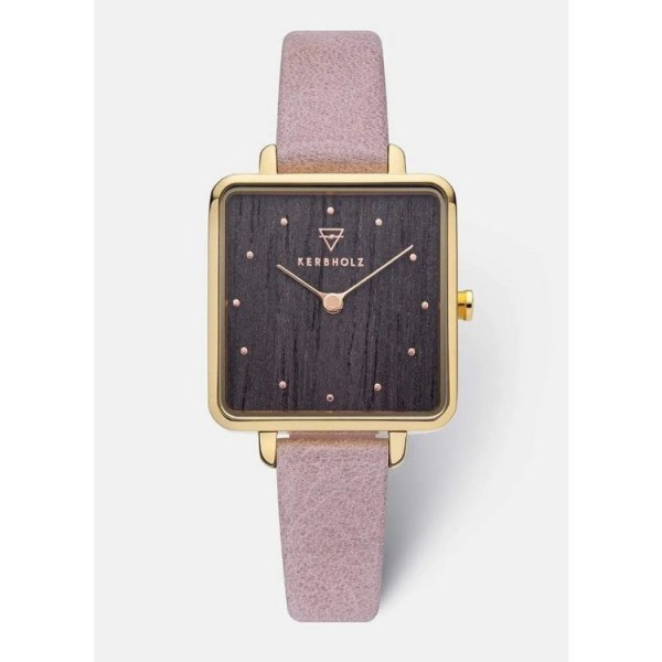 Kerbholz Uhr - Elise-Gold-Darkwood - Leder rosé / Elise-Gold-Darkwood
