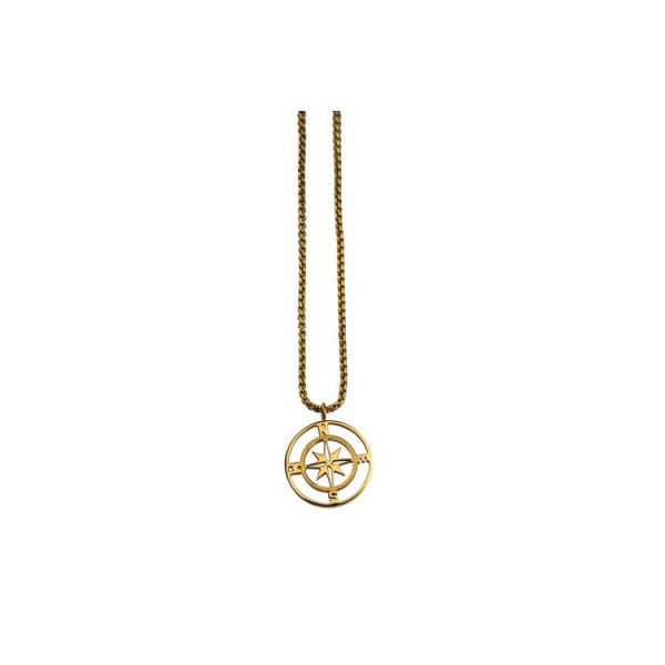 Blumenkind AnhängerKette - Weltenbummler - Stahl gold- Buddel / WBN03GO