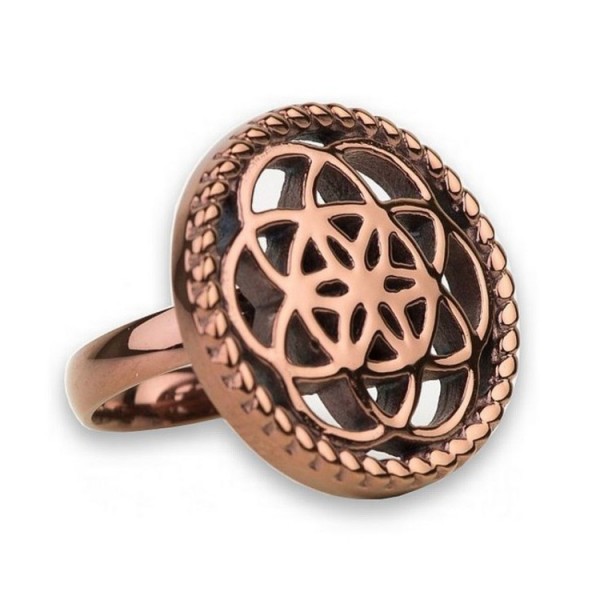 Traumfänger Ring 54 - bronze - Edelstahl - Motiv Blume / TFR0254BR