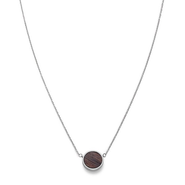 Kerbholz Collier - Circle Necklace Walnut Shiny Silver / Circle Shiny Silver