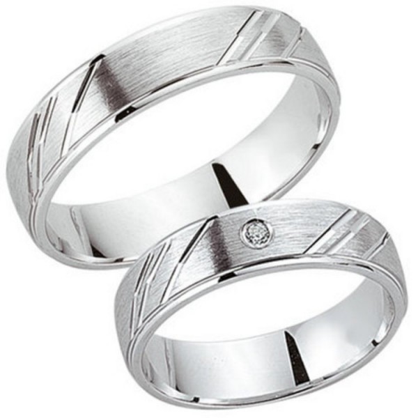 Schwarz Partnerringe - Sterlingsilber Zirkonia - silber / 925-089