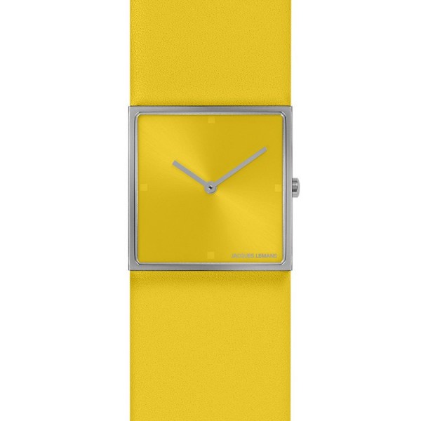 Jacques Lemans Uhr - DESIGN COLLECTION - gelb eckig - Leder / 1-2057N