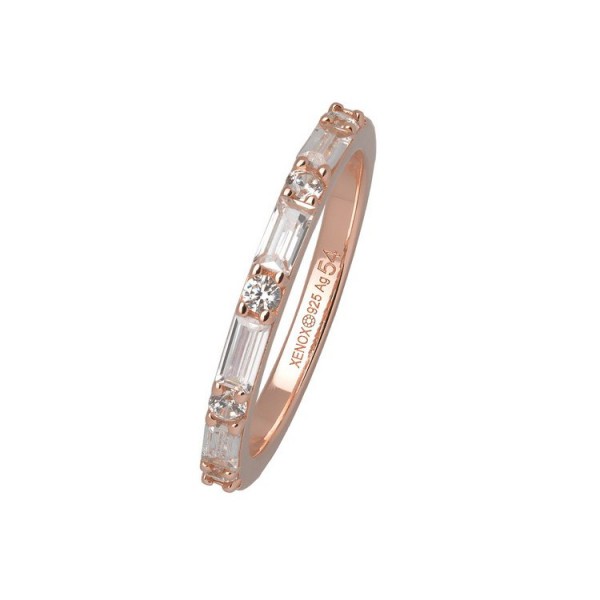 Xenox Ring 56 - Hollywood - Silber rosé- Steine Baquette / XS1970R/56