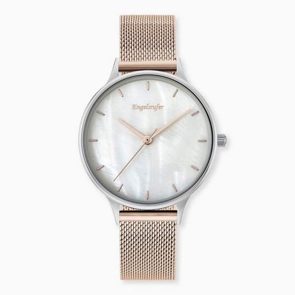 Engelsrufer Uhr - Pearl - Perlmutt, Meshband - silber/roségold / ERWA-PEARL-MR-MS