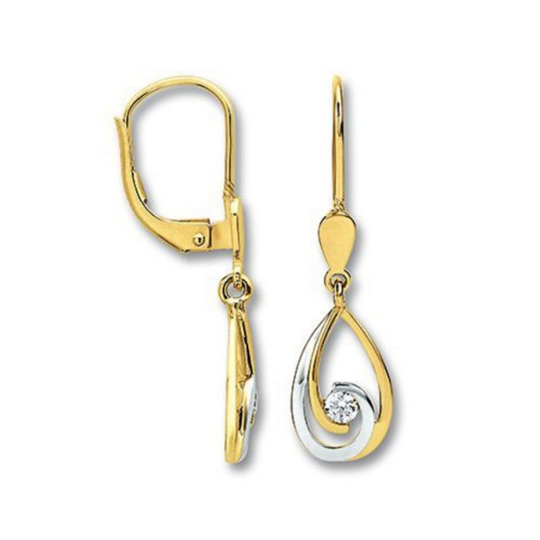 Juwelier Wittig Ohrhänger - Bicolor Gold 333 - Anhänger Tropfen / OHZ90111.101