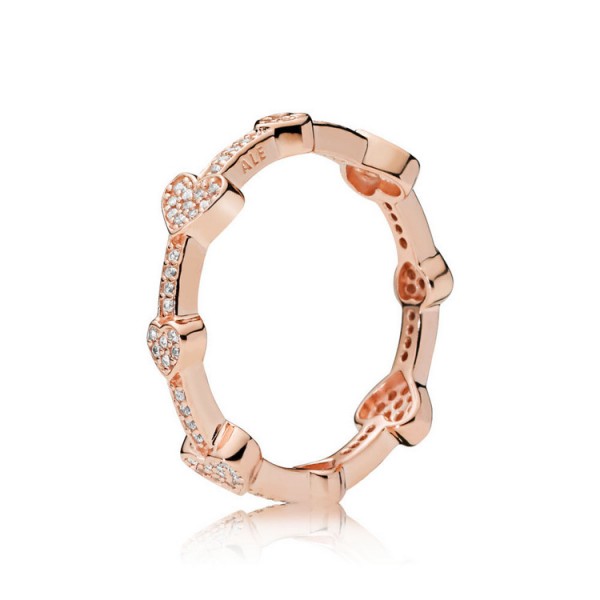 Pandora Ring 52 - Pandora Rose - Alluring Hearts / 187729CZ-52