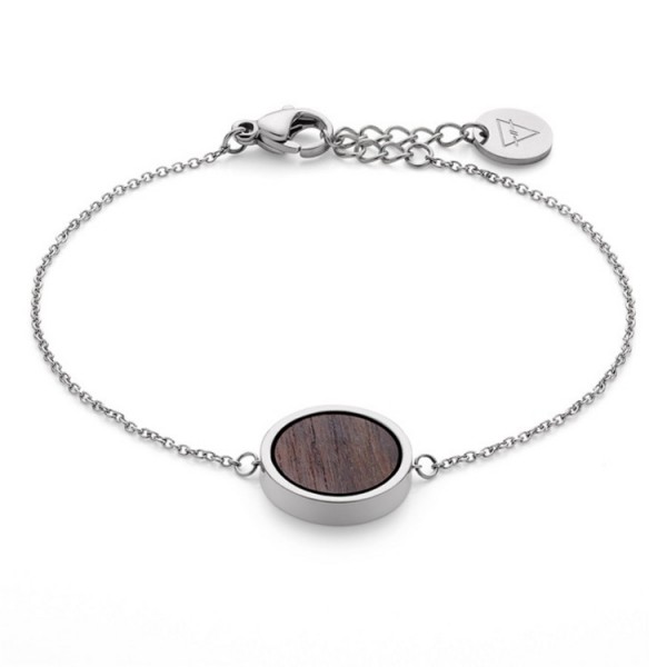 Kerbholz Armkette - Circle Bracelet Walnut Shiny Silver / Circle Bracelet Silver
