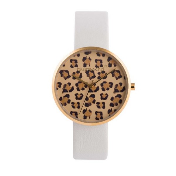 Blumenkind Uhr - Blumenkind Animal Print - weiß gold / BKU36