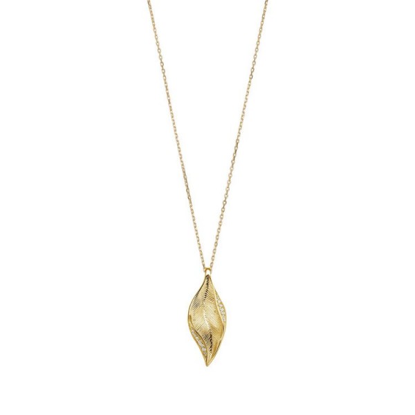 Xenox AnhängerKette - Leaf vergoldet - Blatt mit Steinen / XS1886G