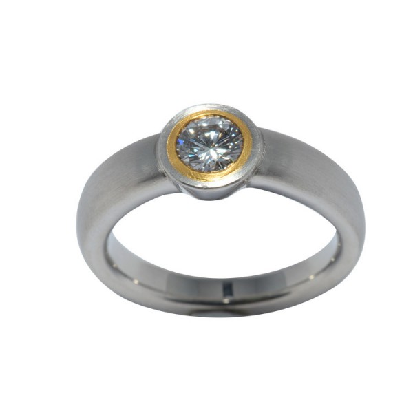 Juwelier Wittig Ring 57 - bicolor - Platin Brillant 0,57 E if / AT09