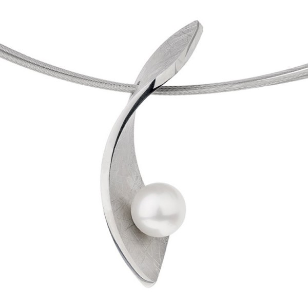 Ernstes Design Anhänger - Edelstahl - Süßwasser Perle / AN869