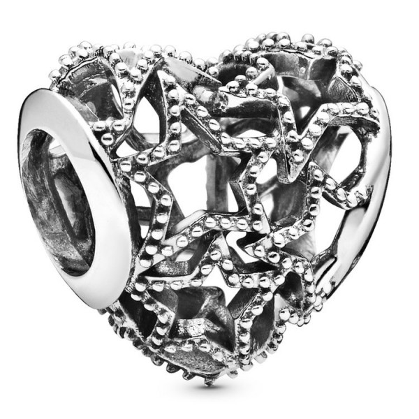 Pandora Bead - Sterlingsilber - Charm Heart & Beaded / 798462C00
