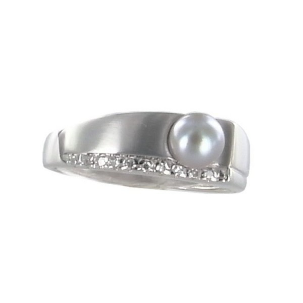 Juwelier Wittig Ring 57 - Weißgold 585 - Zuchtperle - Diamanten / BA74002693