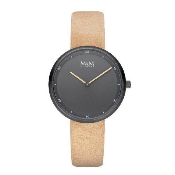 M&M Germany Uhr Dame - Circle Line - schwarz Leder camel / M11955-599
