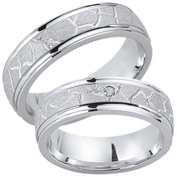 Schwarz Partnerringe - Sterlingsilber Zirkonia - silber / 925-033
