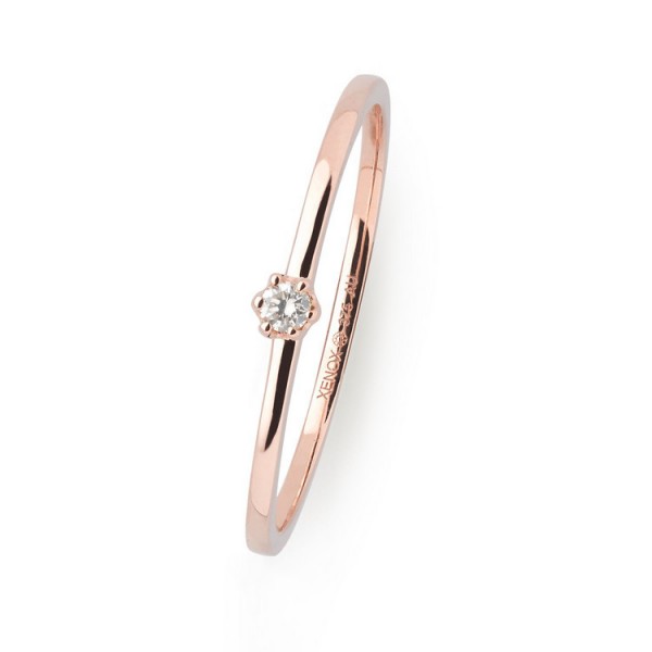 Xenox Fine Ring 52 - Roségold 375 - Diamant 0,03ct / XG4002R/52