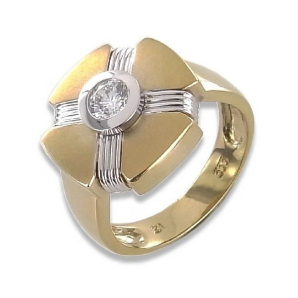 Basics Gold Ring 52 - Gold 333 - bicolor - weißer Stein / 1973860