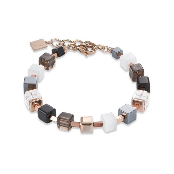 Coeur de Lion Armband - Edelstahl rosé - GeoCube - Rauchquarz / 4984301620