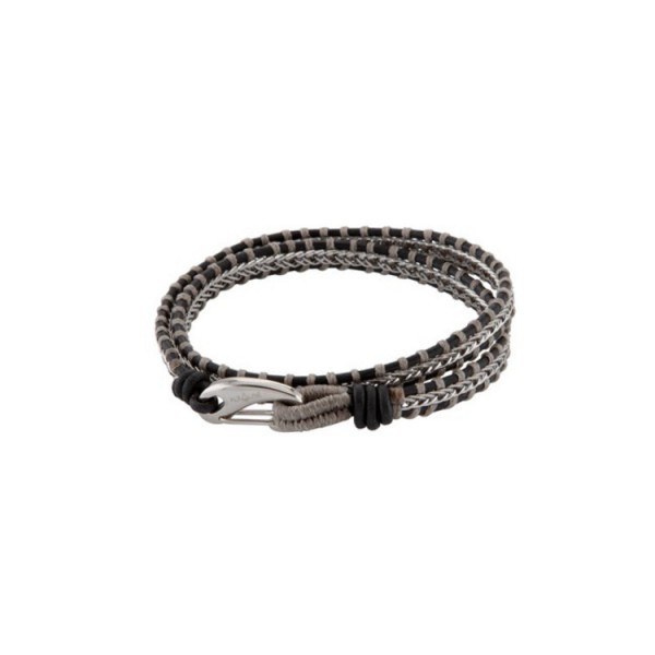 Juwelier Wittig Armband - Leder Edelstahl - Glam - grau / 104563v5