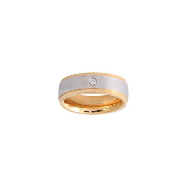 Xenox Ring 58 - Edelstahl Zirkonia - bicolor / X2228/58