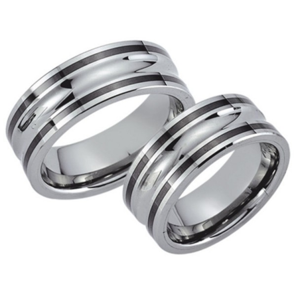 Schwarz Partnerringe - Tungsten - silber/schwarz / 20006