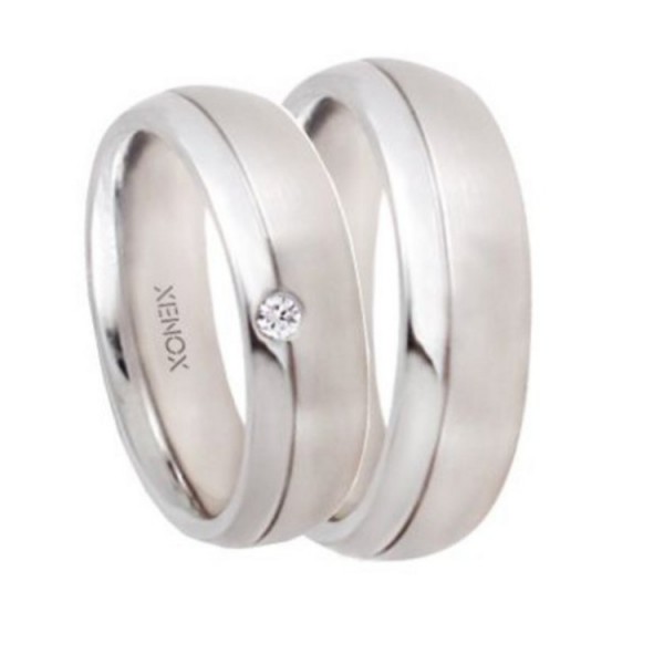Xenox Partnerringe - Edelstahl Zirkonia - silberfarben / X2424-X2425