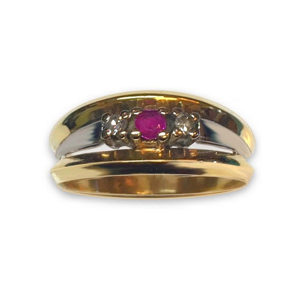 Juwelier Wittig Ring 56 - Gold 585 bicolor - Rubin Diamant / 585-5-41