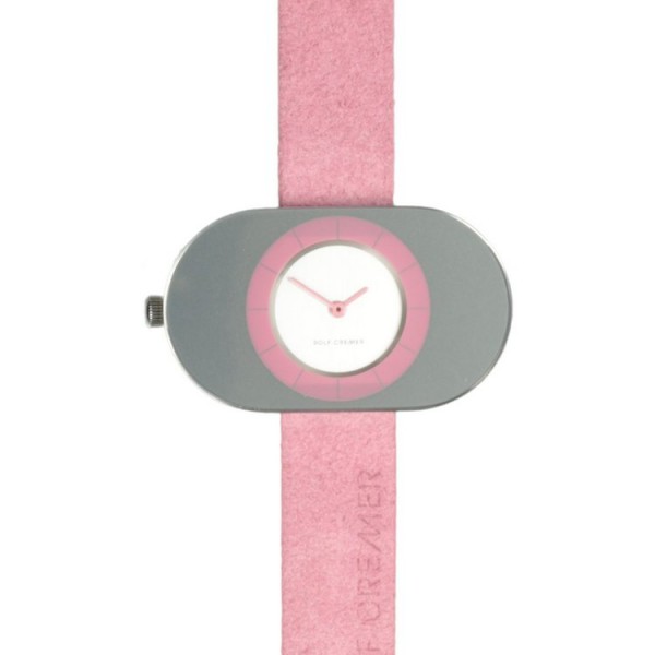 Rolf Cremer Uhr - Eye Eye - silber - Lederband rosa / 505001